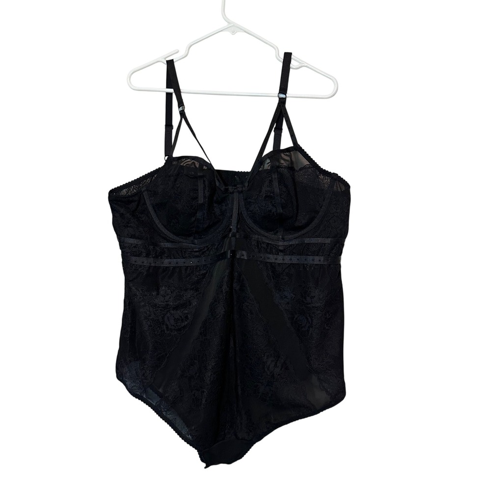Torrid Curve Black Lace Studded Strappy Underwire Bodysuit 3X 22-24 New